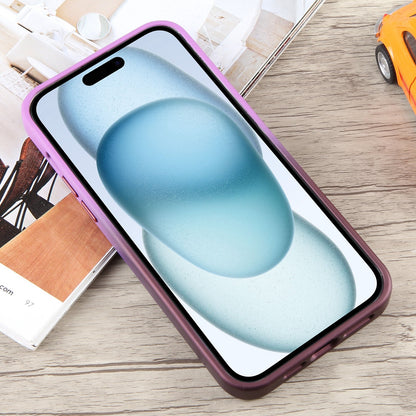 ELECTROPRIME For iPhone 15 Gradient MagSafe Holder Liquid TPU Hybrid PC Phone Case(Purple Wine Red)