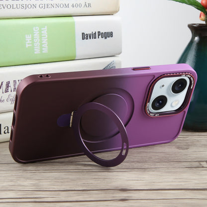 ELECTROPRIME For iPhone 15 Gradient MagSafe Holder Liquid TPU Hybrid PC Phone Case(Purple Wine Red)
