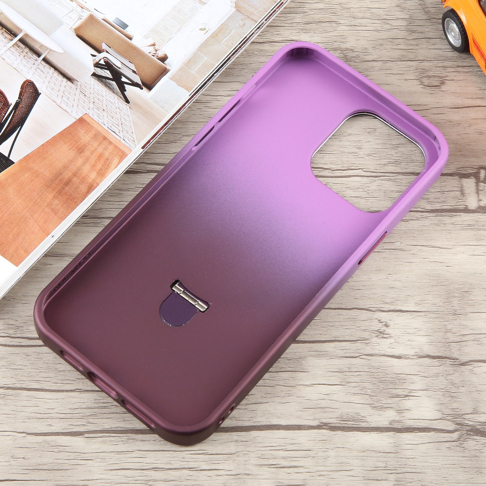 ELECTROPRIME For iPhone 15 Gradient MagSafe Holder Liquid TPU Hybrid PC Phone Case(Purple Wine Red)