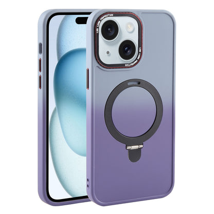 ELECTROPRIME For iPhone 15 Gradient MagSafe Holder Liquid TPU Hybrid PC Phone Case(Blue Purple)