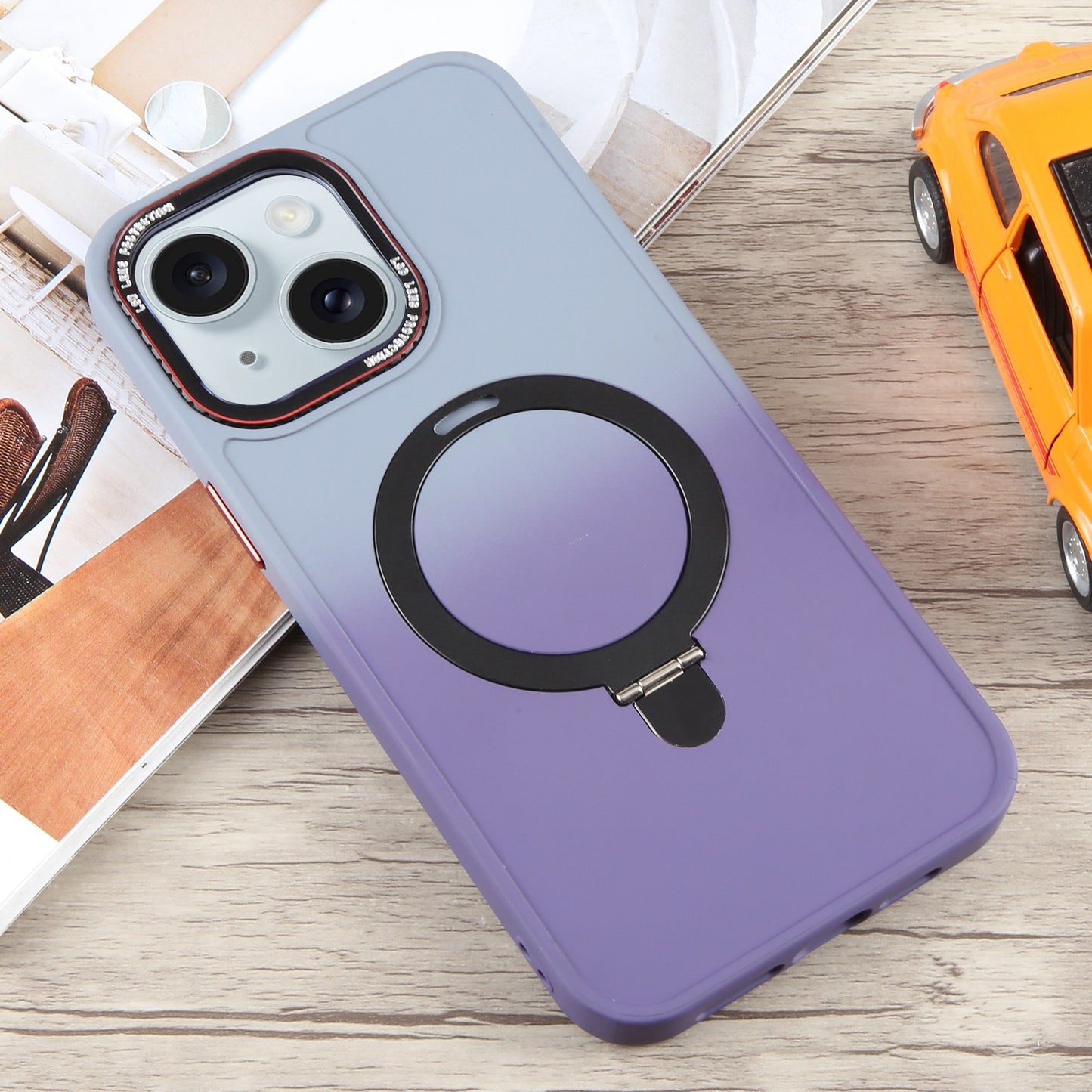 ELECTROPRIME For iPhone 15 Gradient MagSafe Holder Liquid TPU Hybrid PC Phone Case(Blue Purple)