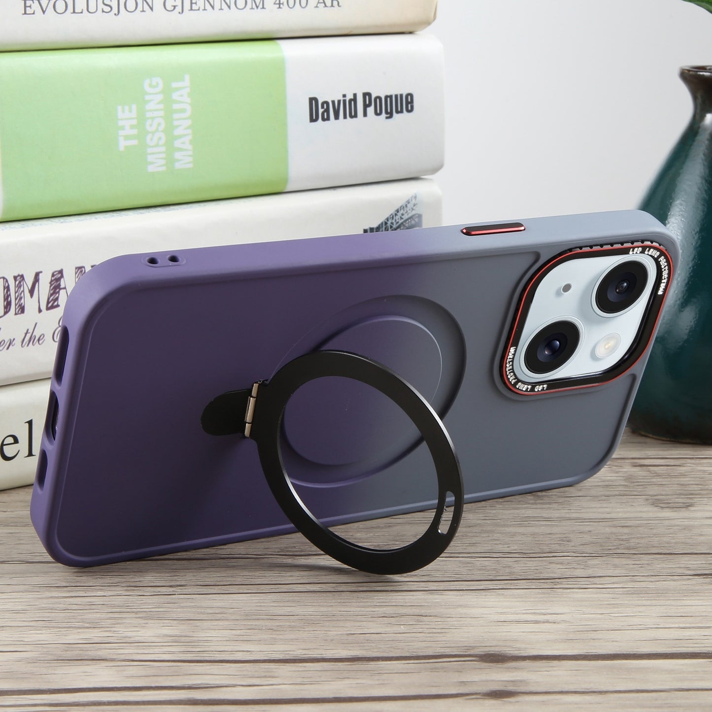 ELECTROPRIME For iPhone 15 Gradient MagSafe Holder Liquid TPU Hybrid PC Phone Case(Blue Purple)