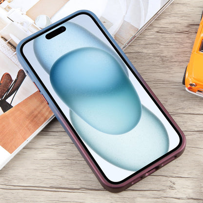 ELECTROPRIME For iPhone 15 Gradient MagSafe Holder Liquid TPU Hybrid PC Phone Case(Blue Wine Red)