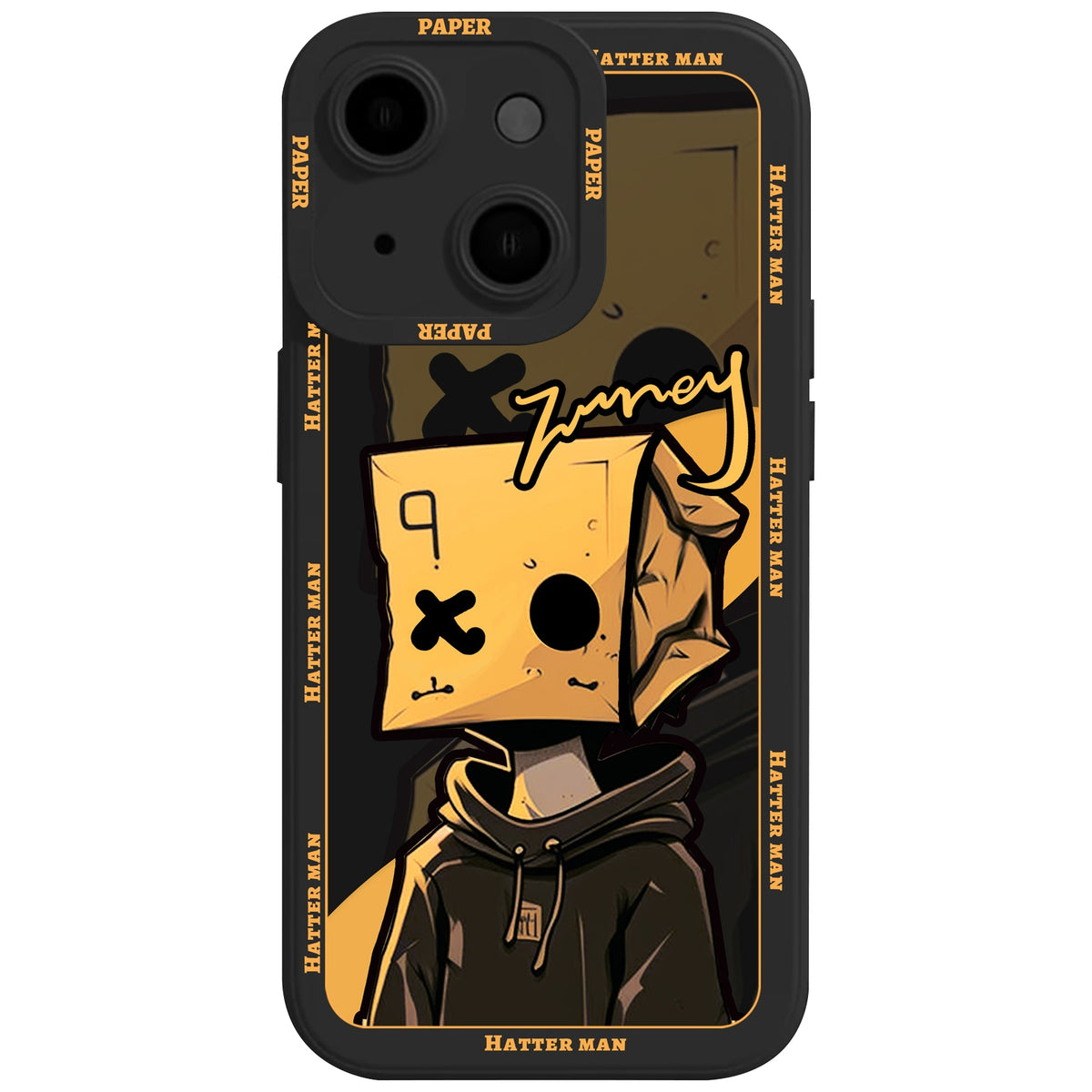 ELECTROPRIME For iPhone 15 Liquid Angel Eyes Paper Bag Man TPU Phone Case(Black)