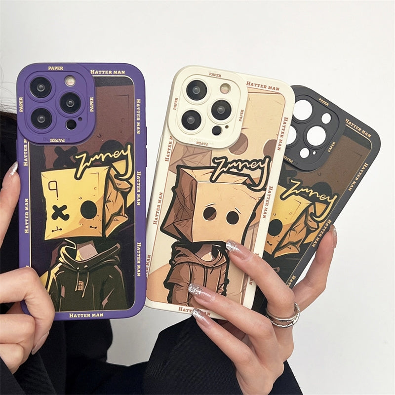 ELECTROPRIME For iPhone 15 Plus Liquid Angel Eyes Paper Bag Man TPU Phone Case(Purple)