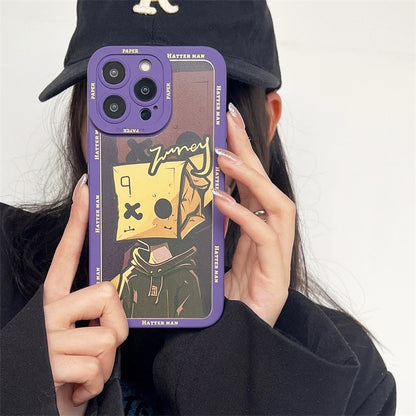 ELECTROPRIME For iPhone 15 Plus Liquid Angel Eyes Paper Bag Man TPU Phone Case(Purple)