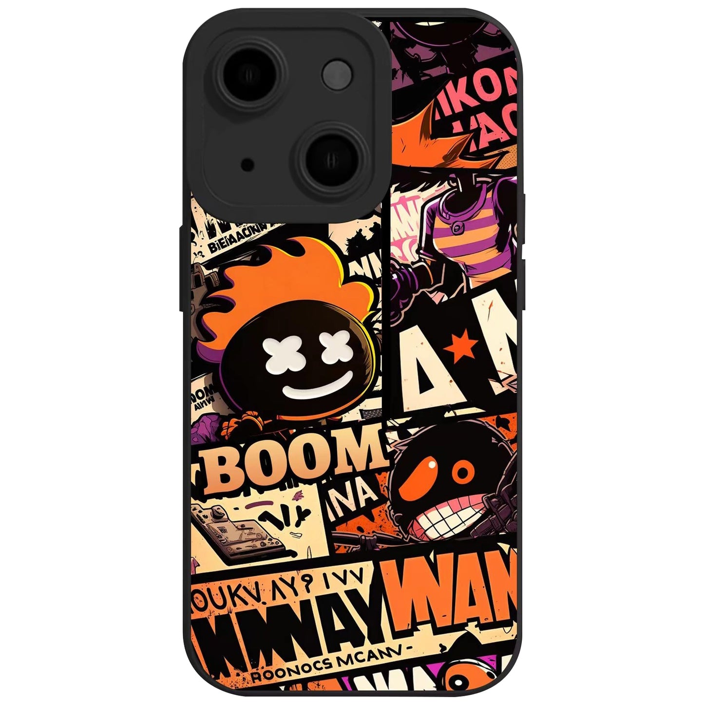 ELECTROPRIME For iPhone 15 Liquid Angel Eyes Comics TPU Phone Case(Black Bottom BOOM)