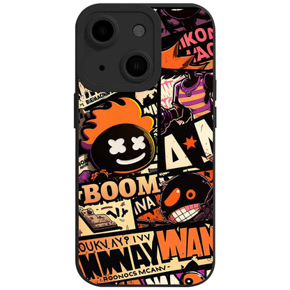 ELECTROPRIME For iPhone 15 Liquid Angel Eyes Comics TPU Phone Case(Black Bottom BOOM)