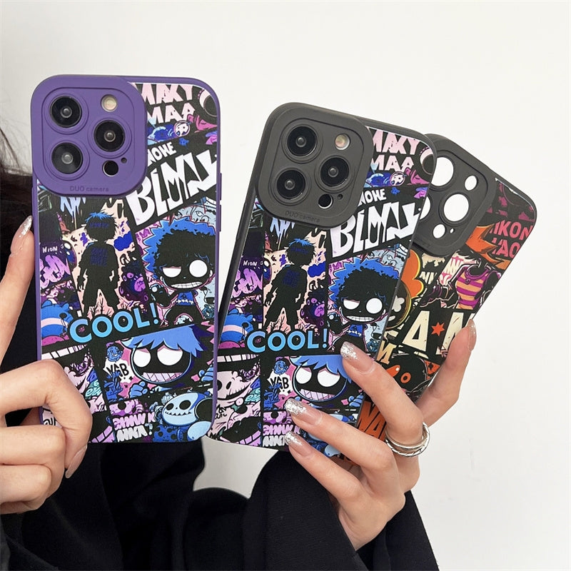 ELECTROPRIME For iPhone 15 Liquid Angel Eyes Comics TPU Phone Case(Black Bottom BOOM)