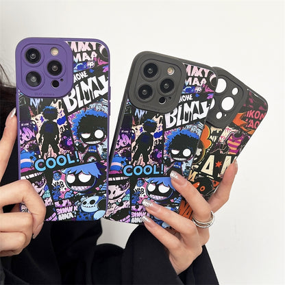 ELECTROPRIME For iPhone 15 Liquid Angel Eyes Comics TPU Phone Case(Black Bottom COOL)