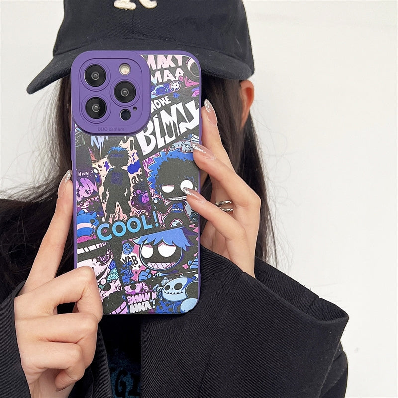 ELECTROPRIME For iPhone 15 Liquid Angel Eyes Comics TPU Phone Case(Black Bottom BOOM)