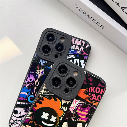 ELECTROPRIME For iPhone 15 Liquid Angel Eyes Comics TPU Phone Case(Black Bottom BOOM)