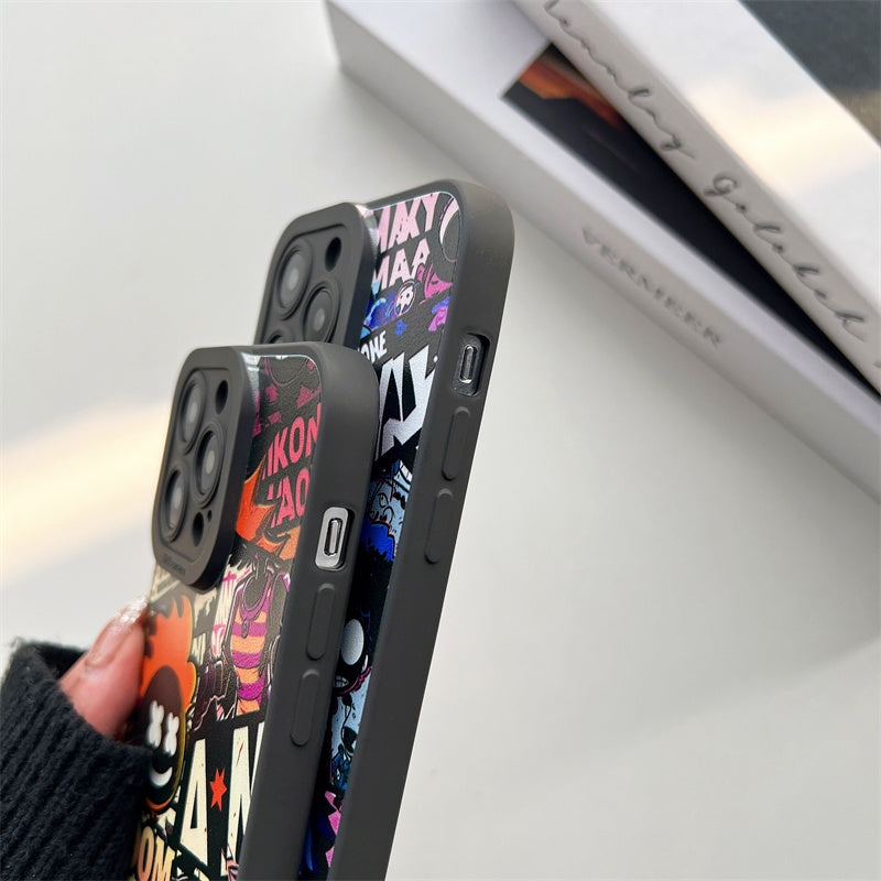 ELECTROPRIME For iPhone 15 Liquid Angel Eyes Comics TPU Phone Case(Black Bottom COOL)
