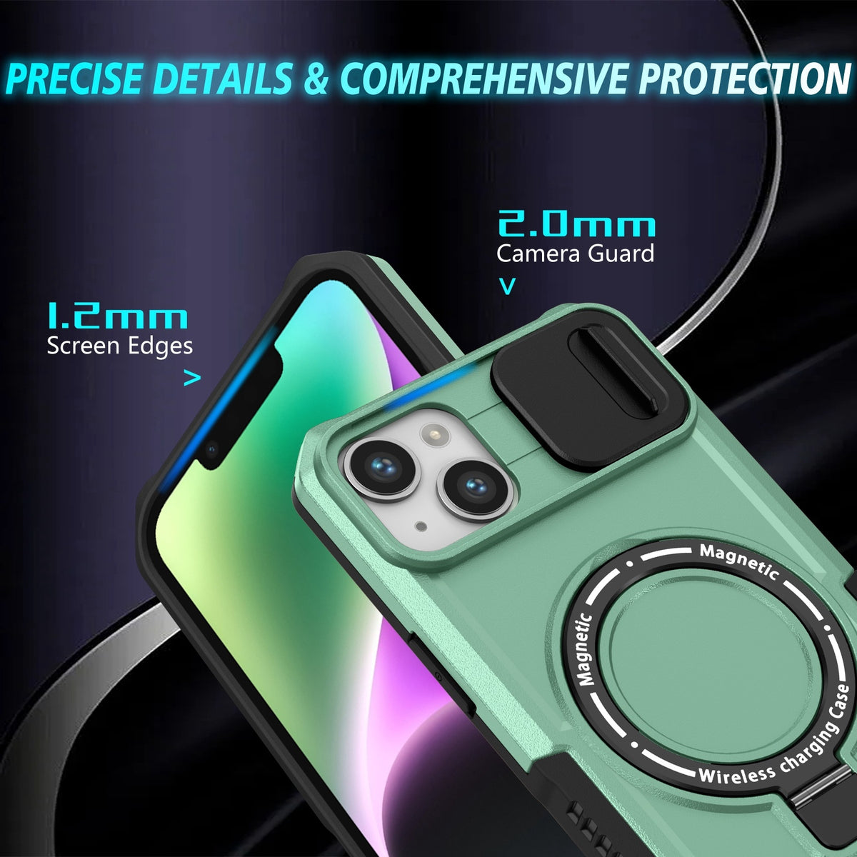 ELECTROPRIME For iPhone 15 Plus Sliding Camshield Magsafe Holder TPU Hybrid PC Phone Case(Light Blue)