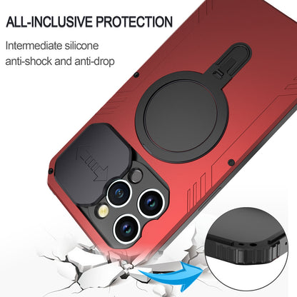 ELECTROPRIME For iPhone 15 Camera Shield MagSafe Holder Life Waterproof Phone Case(Red)