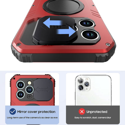 ELECTROPRIME For iPhone 15 Camera Shield MagSafe Holder Life Waterproof Phone Case(Red)