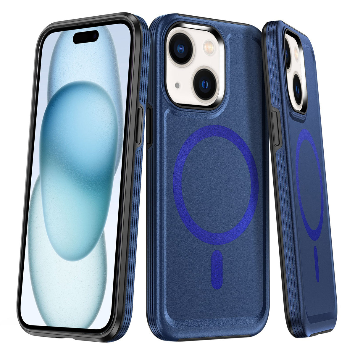 ELECTROPRIME For iPhone 15 Plus Shield Armor MagSafe TPU Hybrid PC Phone Case(Blue)