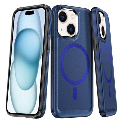ELECTROPRIME For iPhone 15 Plus Shield Armor MagSafe TPU Hybrid PC Phone Case(Blue)