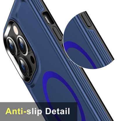 ELECTROPRIME For iPhone 15 Plus Shield Armor MagSafe TPU Hybrid PC Phone Case(Blue)