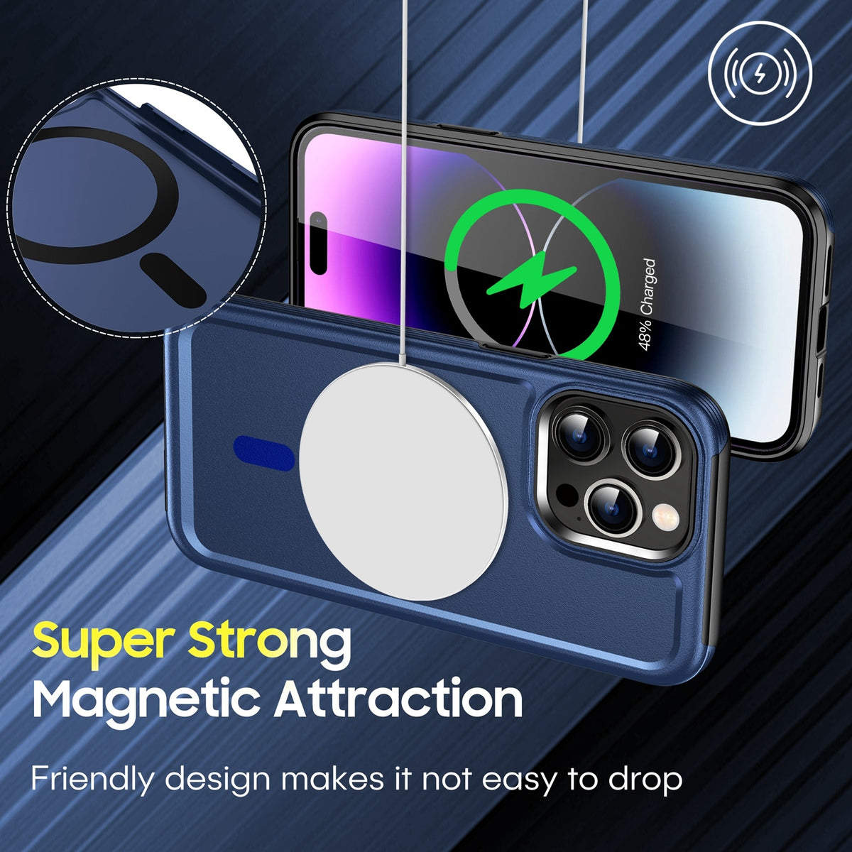 ELECTROPRIME For iPhone 15 Plus Shield Armor MagSafe TPU Hybrid PC Phone Case(Blue)