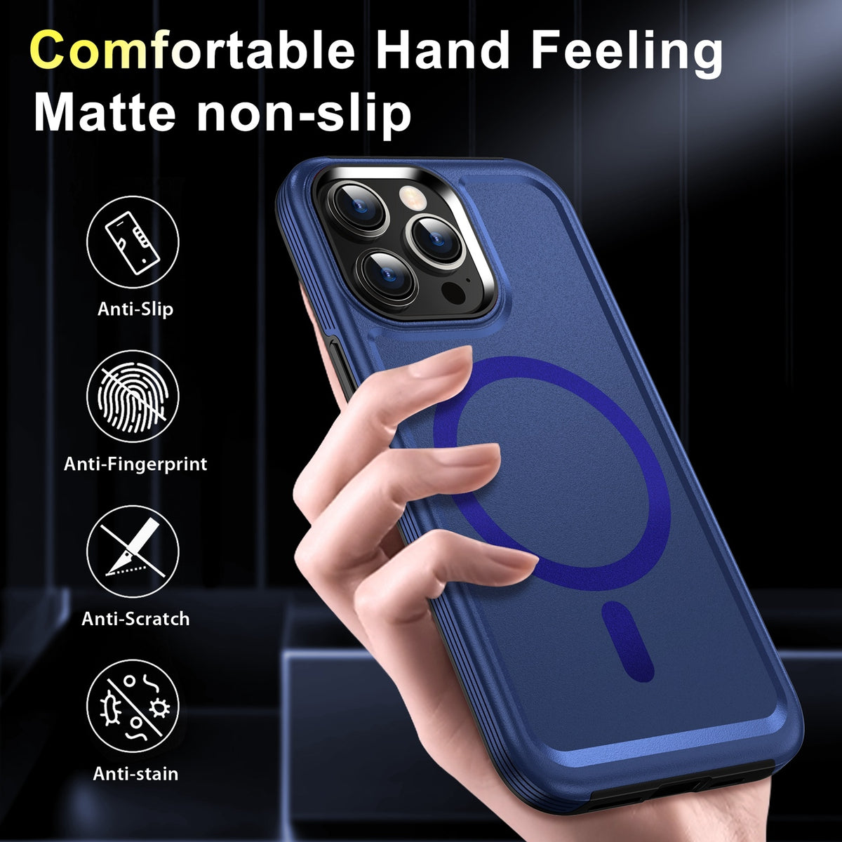 ELECTROPRIME For iPhone 15 Plus Shield Armor MagSafe TPU Hybrid PC Phone Case(Blue)