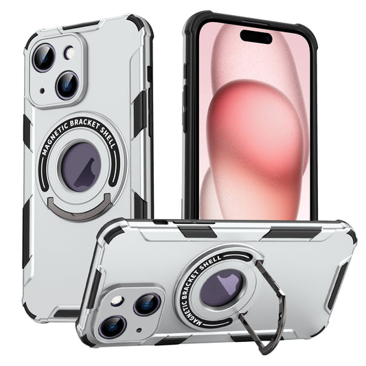 ELECTROPRIME For iPhone 15 MagSafe Magnetic Holder Phone Case(Grey)