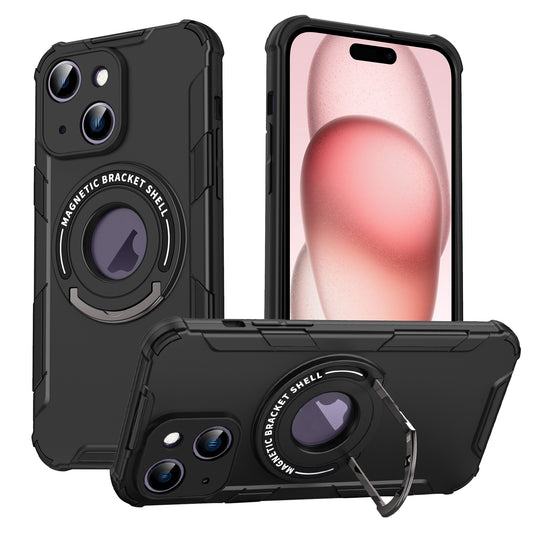 ELECTROPRIME For iPhone 15 MagSafe Magnetic Holder Phone Case(Black)