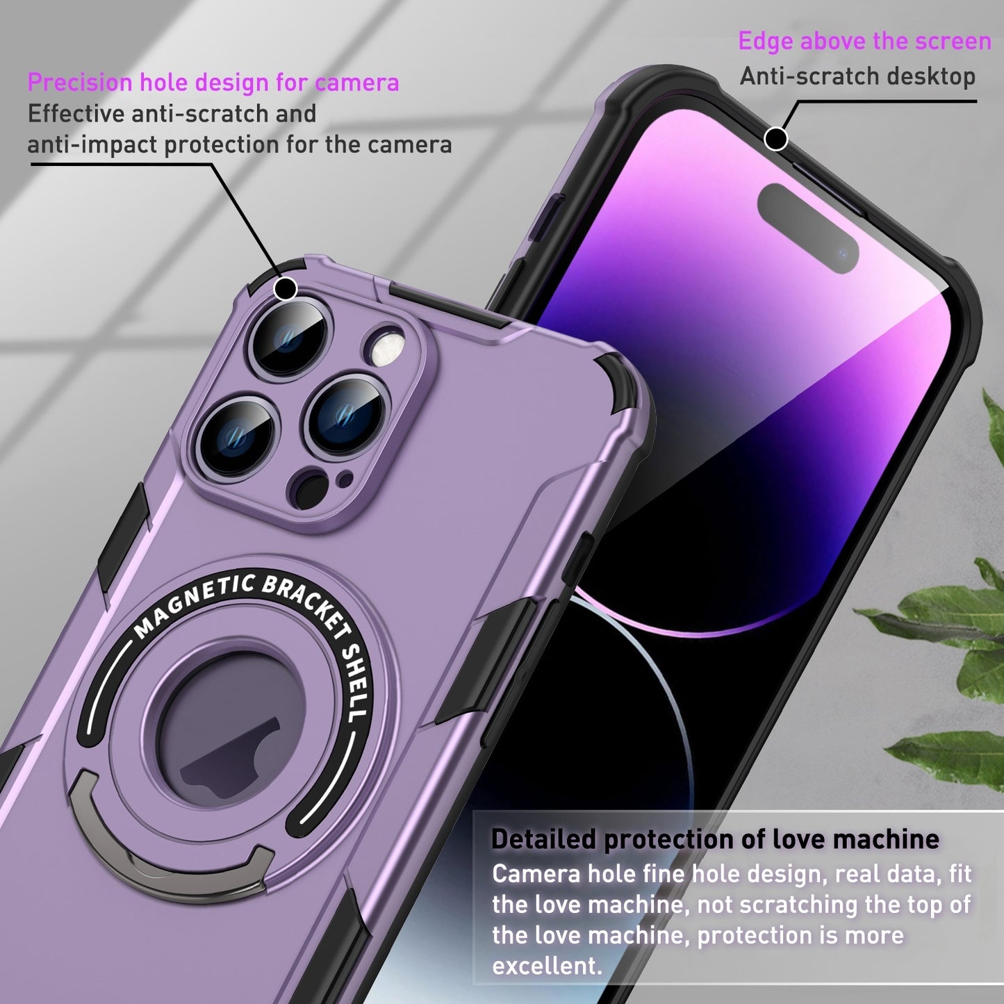 ELECTROPRIME For iPhone 15 MagSafe Magnetic Holder Phone Case(Pink)