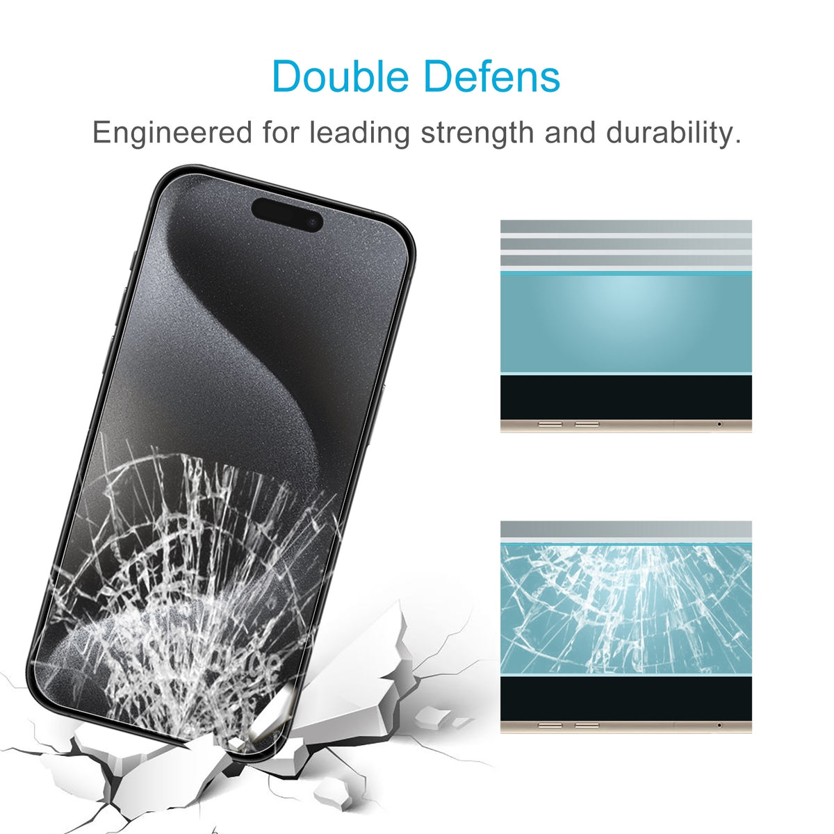 ELECTROPRIME For iPhone 15 Plus / 15 Pro Max 0.26mm 9H 2.5D Tempered Glass Film