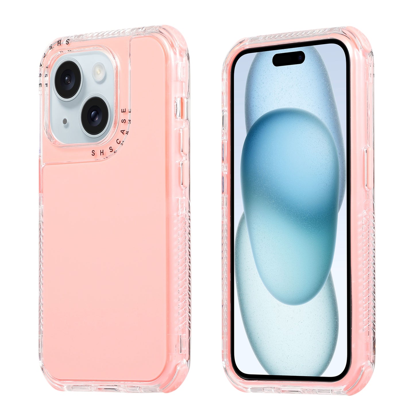ELECTROPRIME For iPhone 15 Dreamland 3 in 1 Solid Color Transparent Frame PC + TPU Phone Case(Pink)