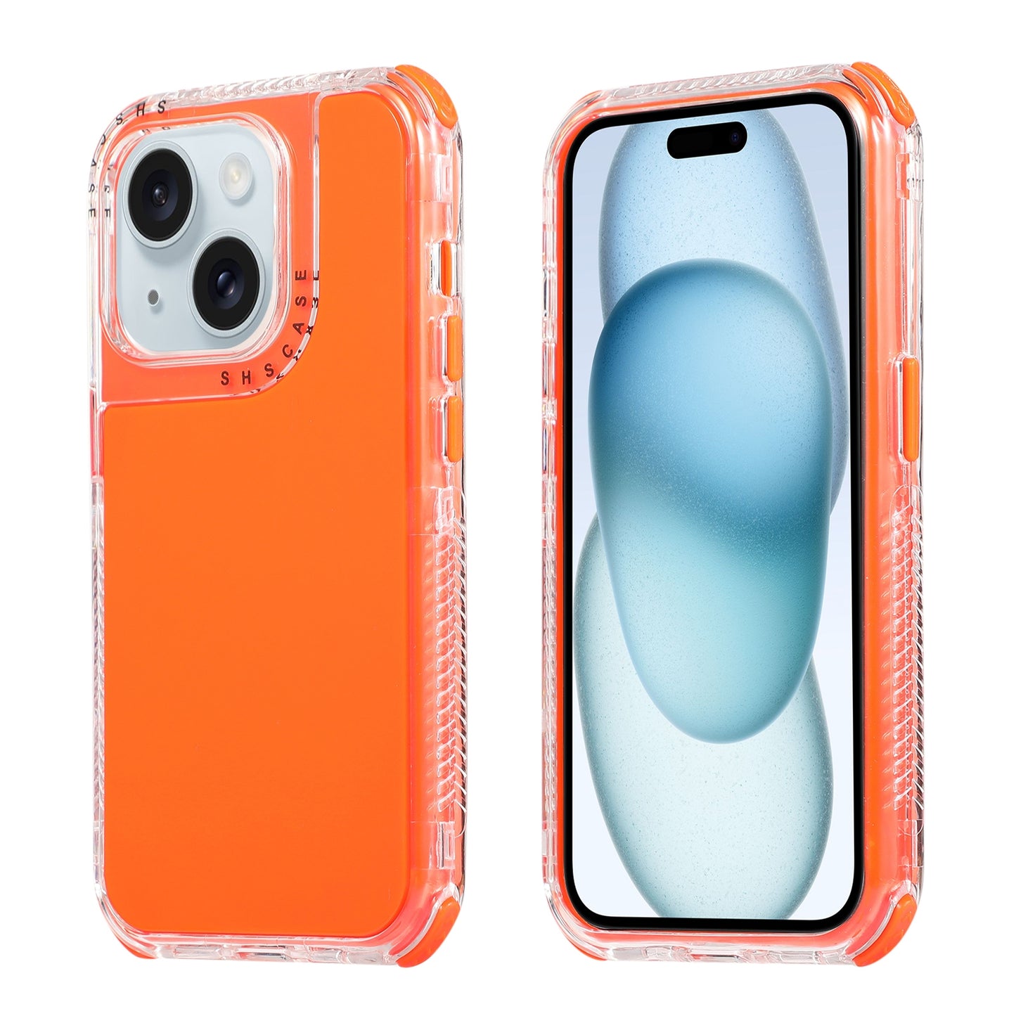 ELECTROPRIME For iPhone 15 Dreamland 3 in 1 Solid Color Transparent Frame PC + TPU Phone Case(Orange)