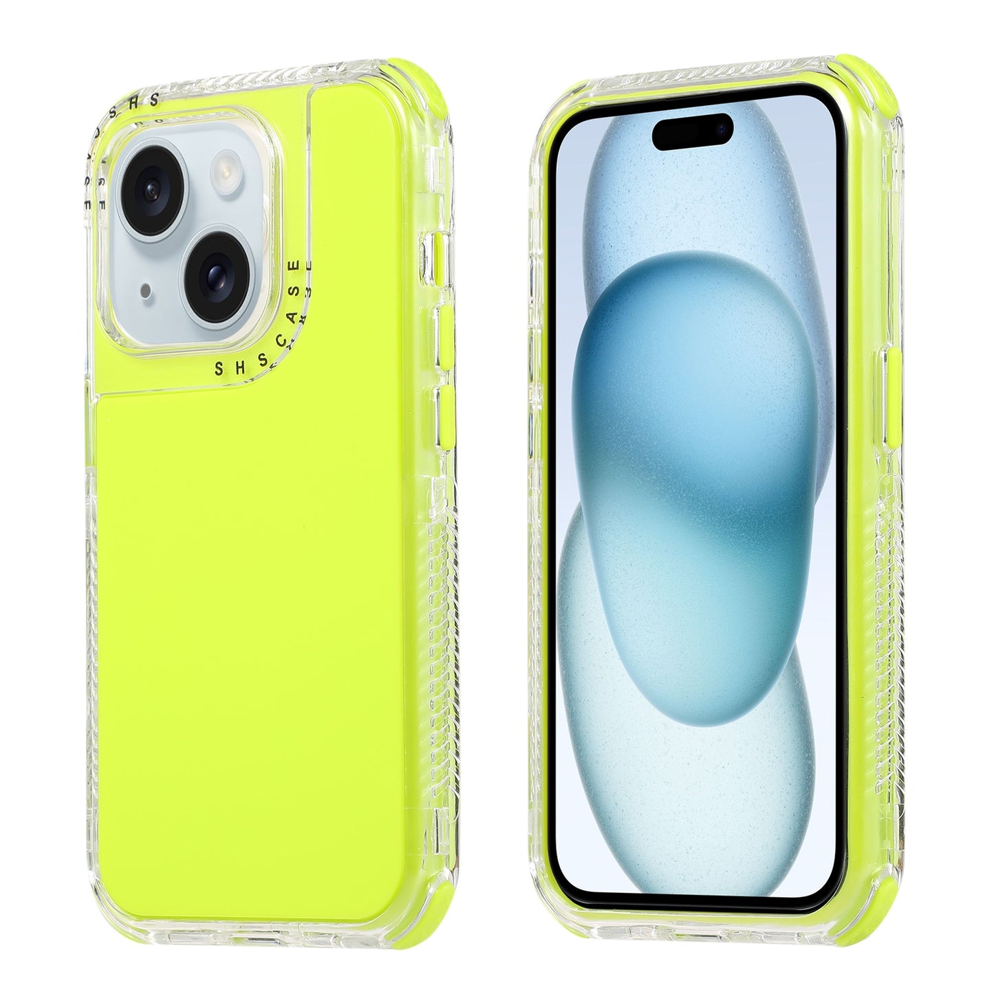 ELECTROPRIME For iPhone 15 Dreamland 3 in 1 Solid Color Transparent Frame PC + TPU Phone Case(Fluorescent Green)