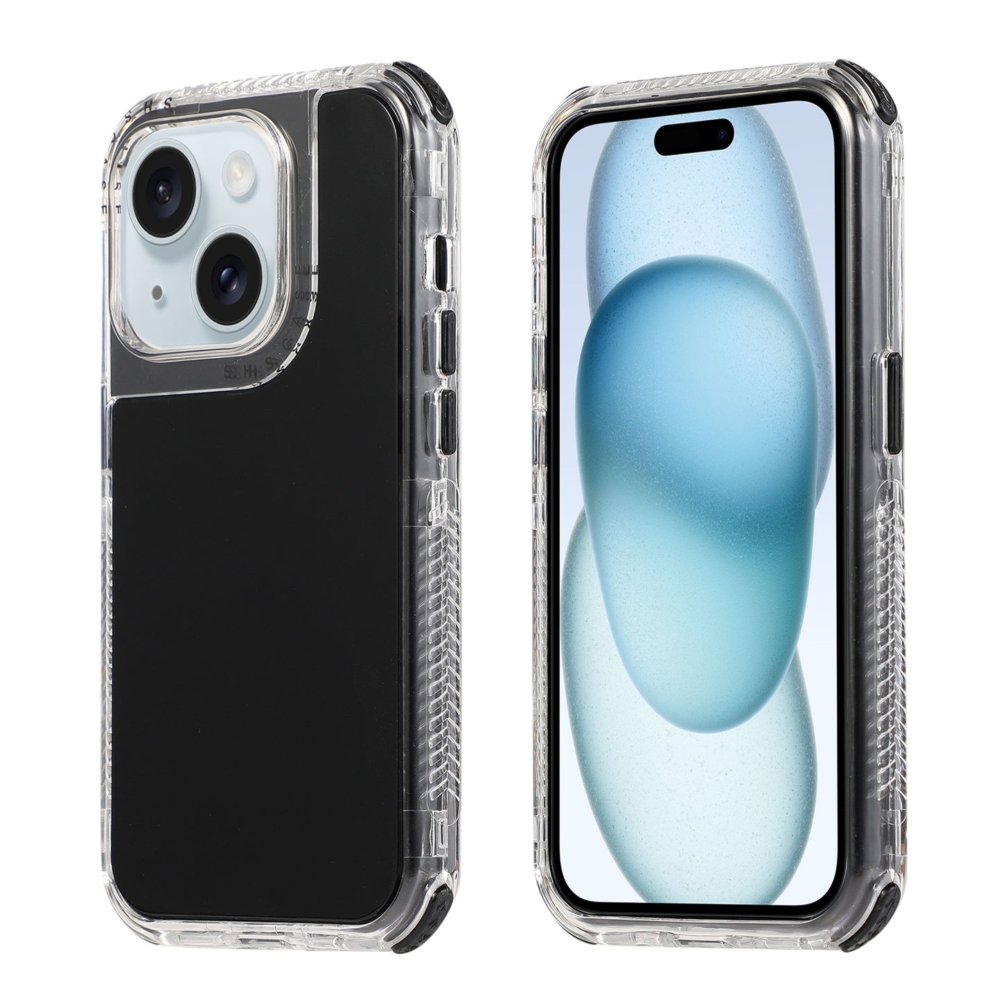 ELECTROPRIME For iPhone 15 Dreamland 3 in 1 Solid Color Transparent Frame PC + TPU Phone Case(Black)