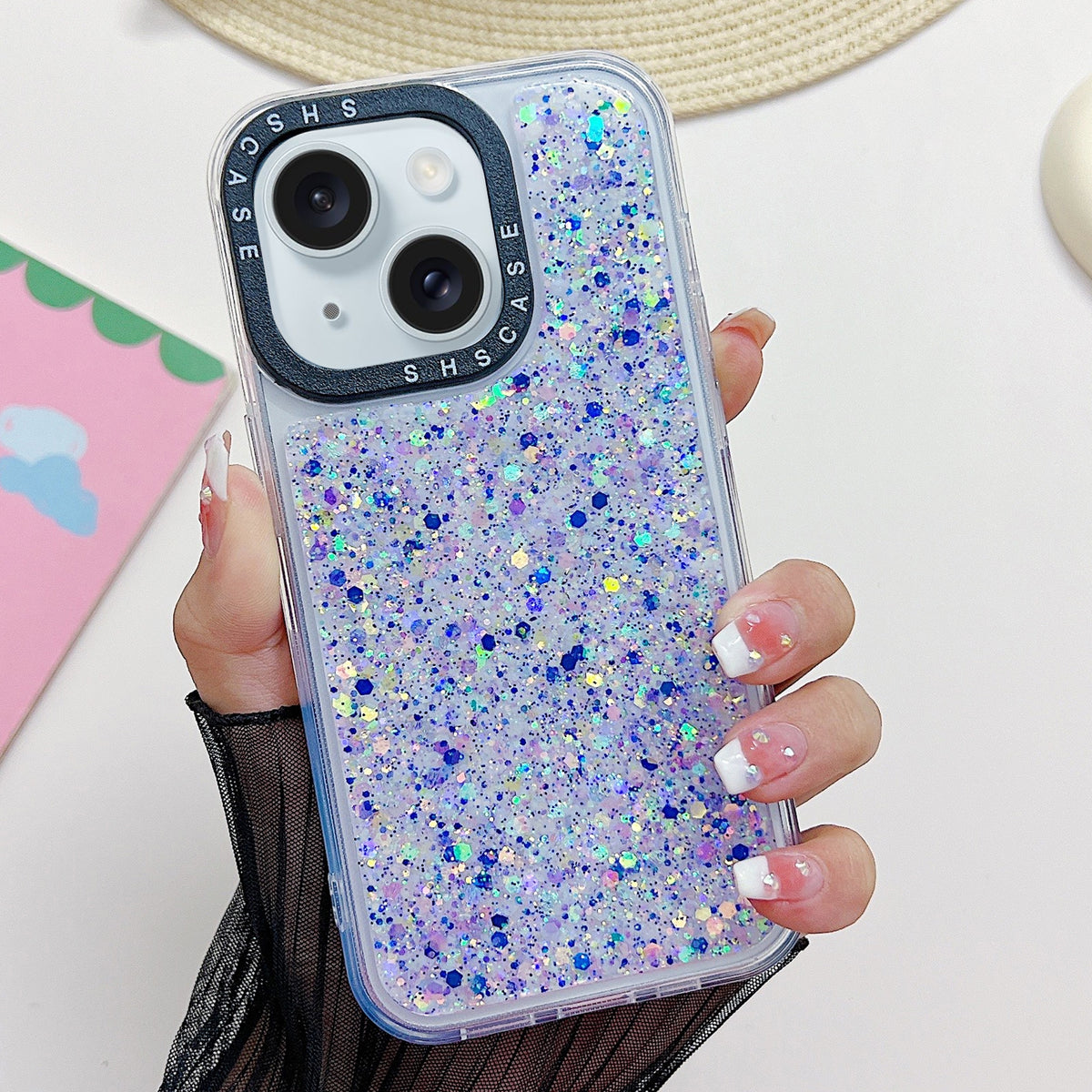ELECTROPRIME For iPhone 15 Plus Noctilucent Light Drip Glue Shockproof Phone Case(Blue)