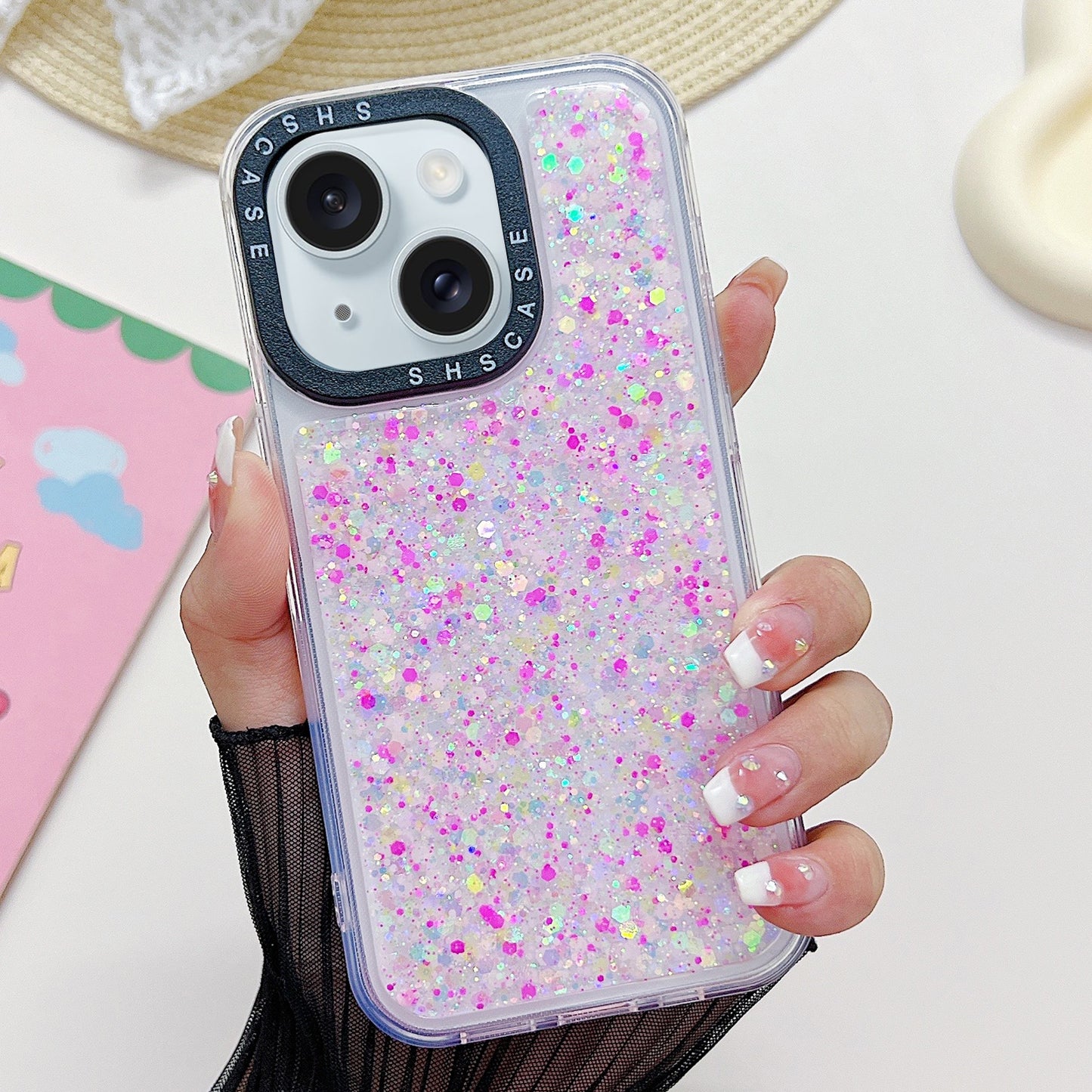 ELECTROPRIME For iPhone 15 Noctilucent Light Drip Glue Shockproof Phone Case(Pink)