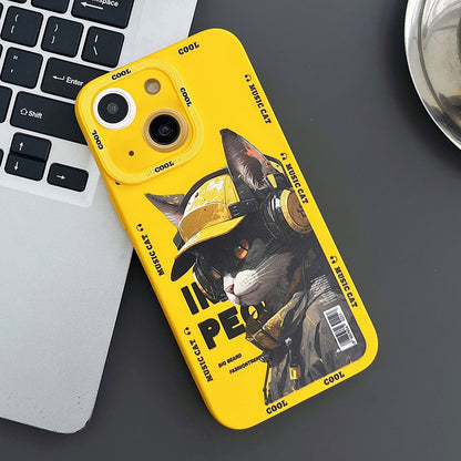 ELECTROPRIME For iPhone 15 Plus Liquid Angel Eyes Little Black Cat TPU Phone Case(Yellow)