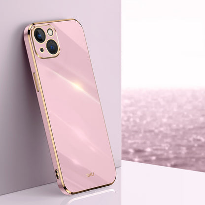 ELECTROPRIME For iPhone 15 XINLI Straight Edge 6D Electroplate TPU Phone Case(Cherry Purple)