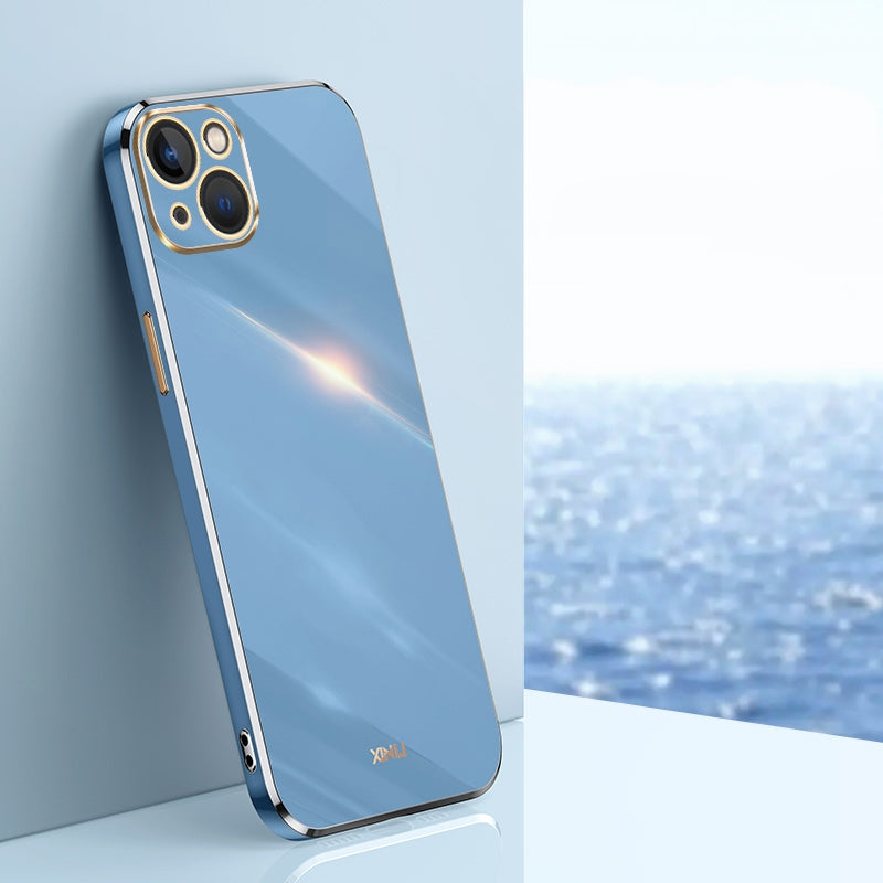 ELECTROPRIME For iPhone 15 XINLI Straight Edge 6D Electroplate TPU Phone Case(Celestial Blue)