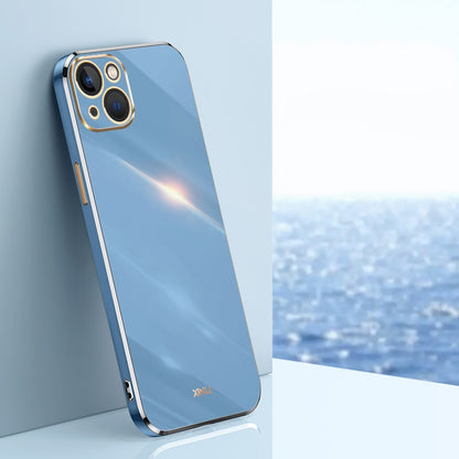 ELECTROPRIME For iPhone 15 XINLI Straight Edge 6D Electroplate TPU Phone Case(Celestial Blue)