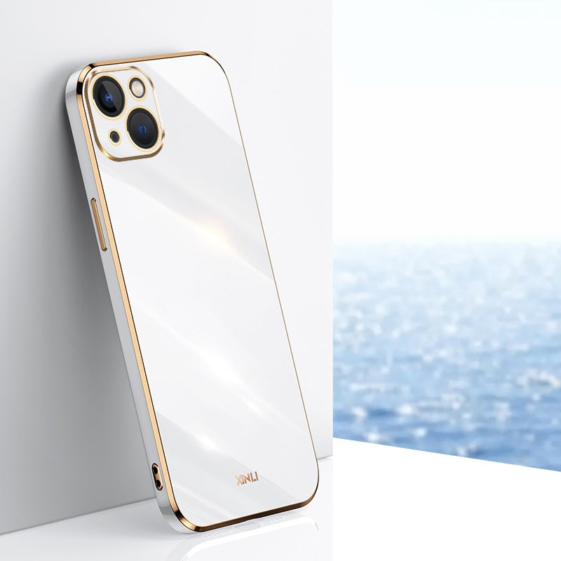 ELECTROPRIME For iPhone 15 XINLI Straight Edge 6D Electroplate TPU Phone Case(White)