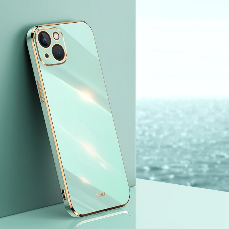 ELECTROPRIME For iPhone 15 XINLI Straight Edge 6D Electroplate TPU Phone Case(Mint Green)