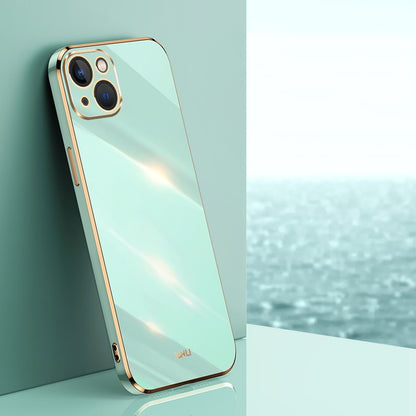 ELECTROPRIME For iPhone 15 XINLI Straight Edge 6D Electroplate TPU Phone Case(Mint Green)