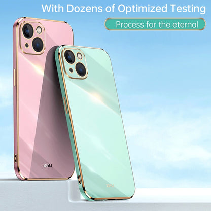 ELECTROPRIME For iPhone 15 XINLI Straight Edge 6D Electroplate TPU Phone Case(Mint Green)