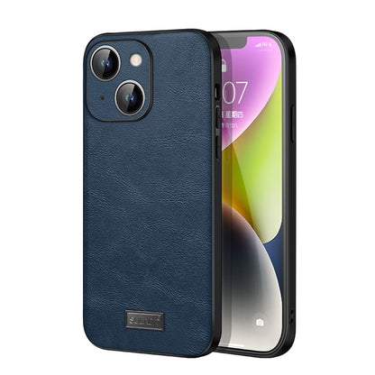 ELECTROPRIME For iPhone 15 SULADA Shockproof TPU Hybrid Handmade Leather Phone Case(Blue)