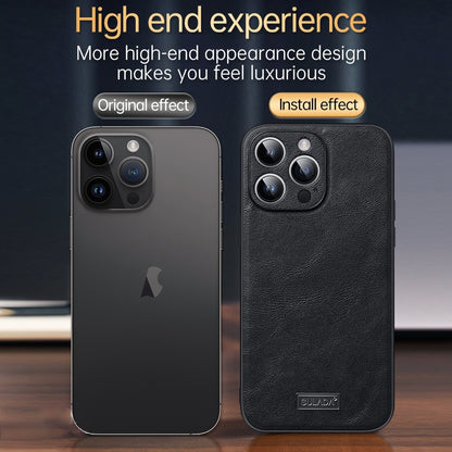 ELECTROPRIME For iPhone 15 Plus SULADA Shockproof TPU Hybrid Handmade Leather Phone Case(Black)