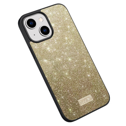 ELECTROPRIME For iPhone 15 SULADA Glittery PC Hybrid TPU Handmade Leather Phone Case(Gold)