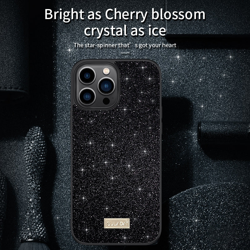 ELECTROPRIME For iPhone 15 Plus SULADA Glittery PC Hybrid TPU Handmade Leather Phone Case(Purple)