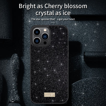 ELECTROPRIME For iPhone 15 Plus SULADA Glittery PC Hybrid TPU Handmade Leather Phone Case(Purple)