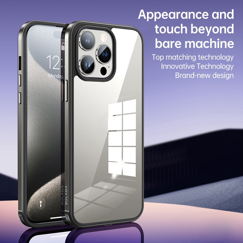 ELECTROPRIME For iPhone 15 Plus SULADA Metal Frame + Nano Glass + TPU Phone Case(Dark Purple)