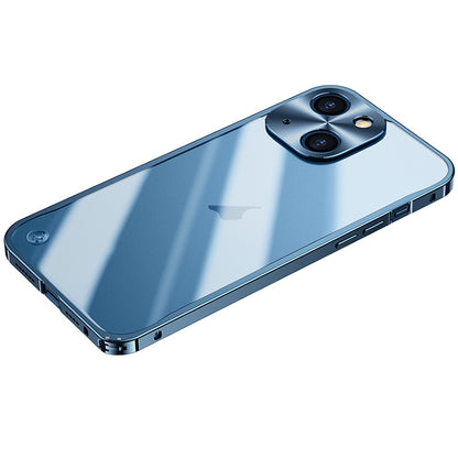 ELECTROPRIME For iPhone 15 Plus Metal Frame Frosted PC Shockproof Phone Case(Ocean Blue)